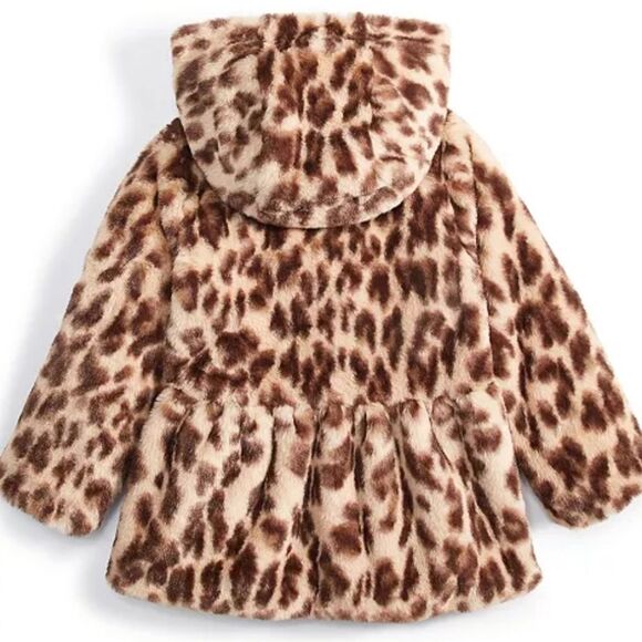 Leopard Faux Fur Coat with Hood - Picture 2 of 12